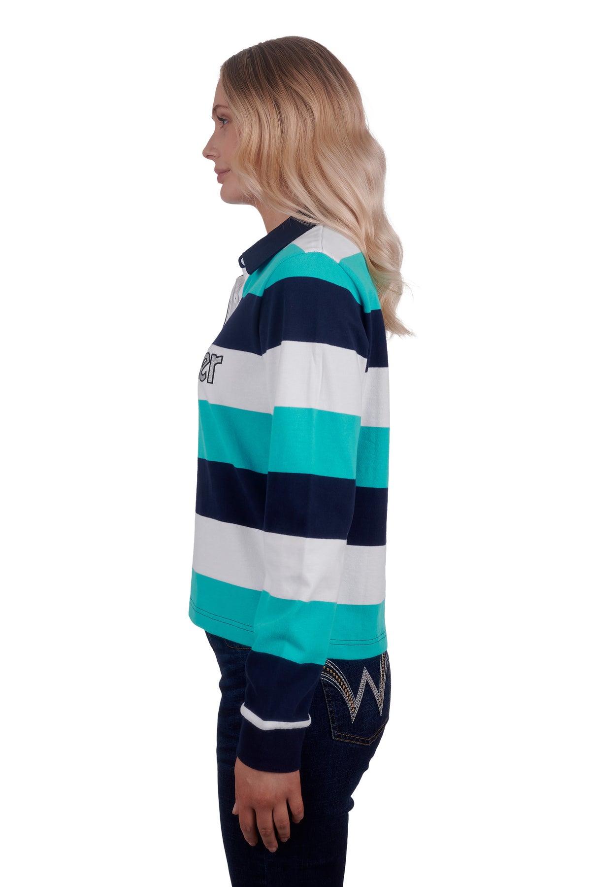 Wrangler Womens Briana Fashion Rugby - Navy/Aqua