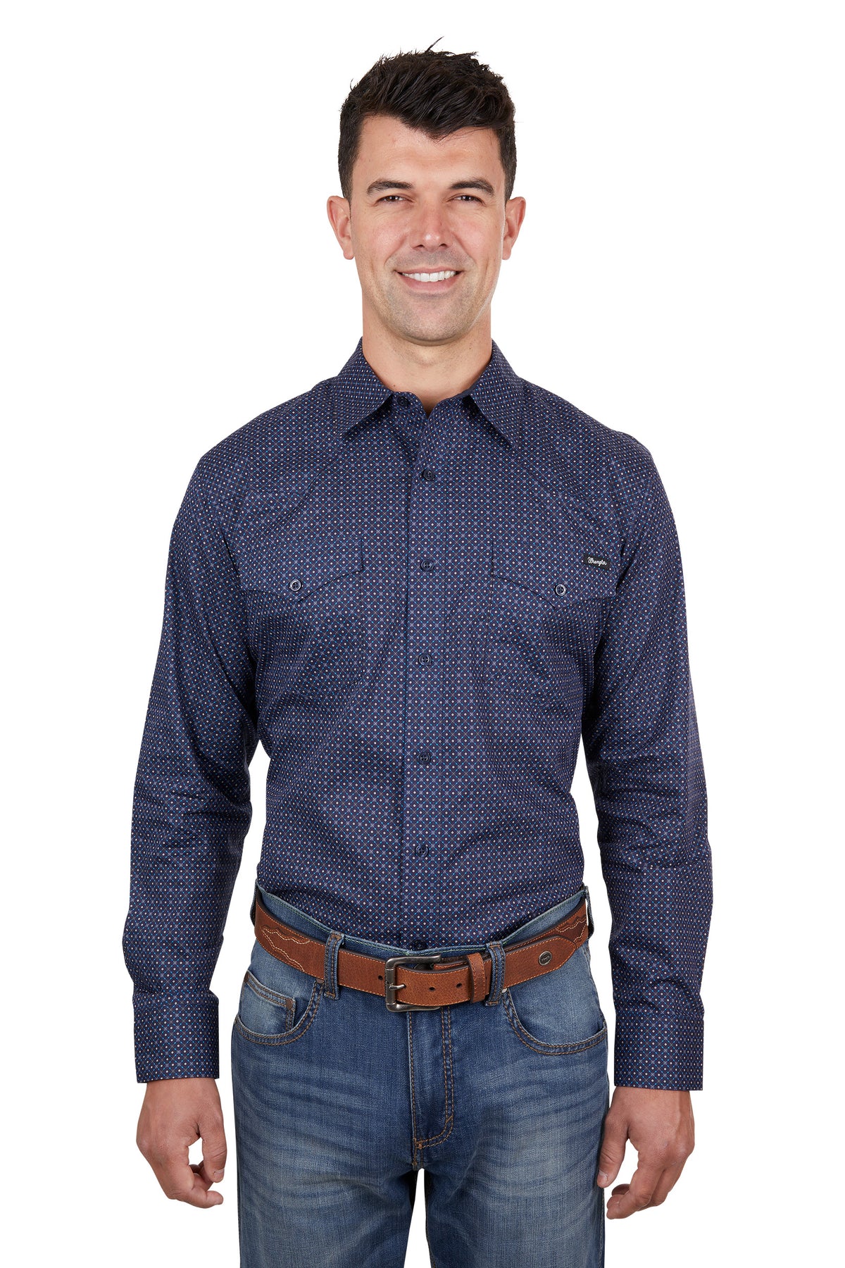 Wrangler Mens Cam Shirt - Navy/Blue