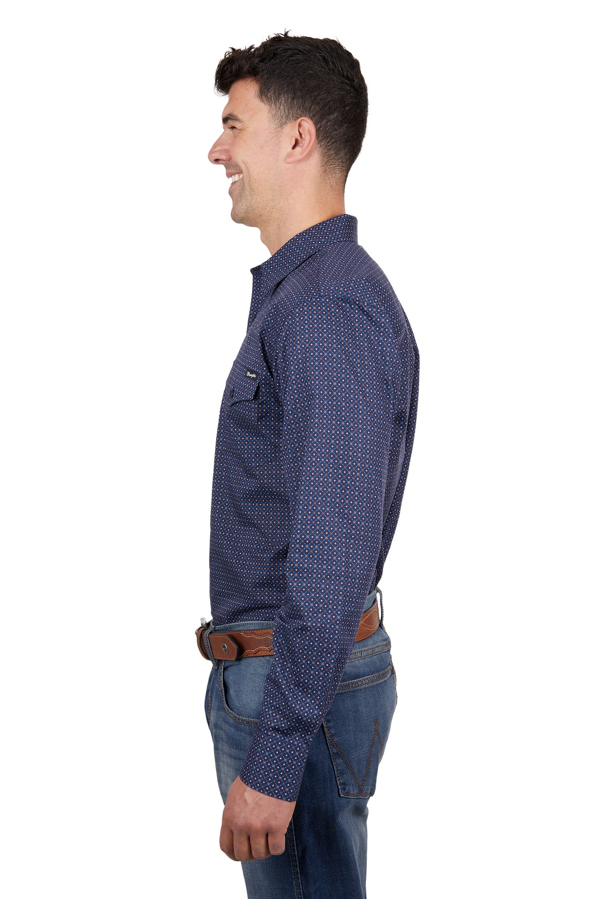 Wrangler Mens Cam Shirt - Navy/Blue