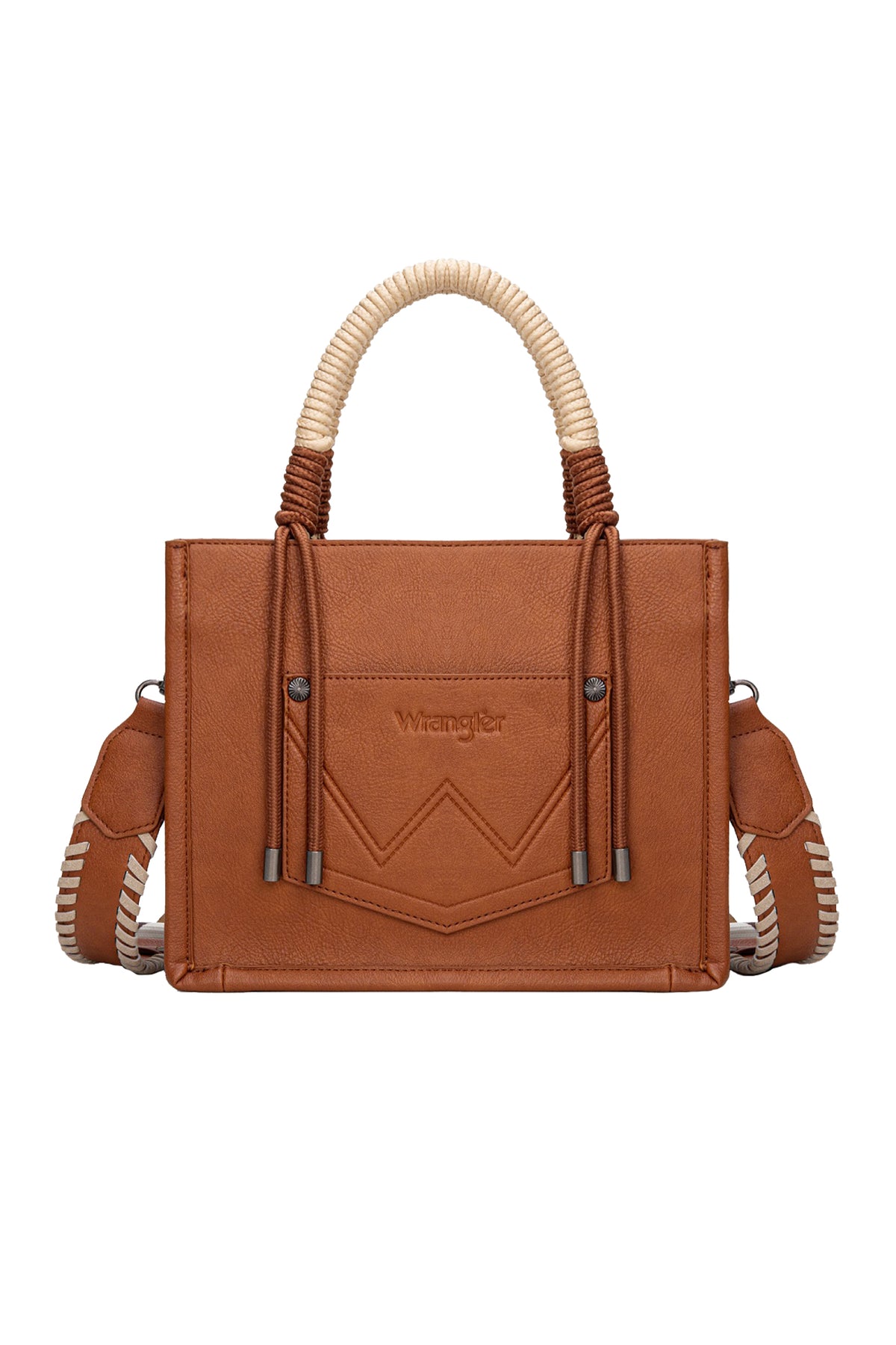Wrangler Cow Print Tassel Crossbody Bag - Tan