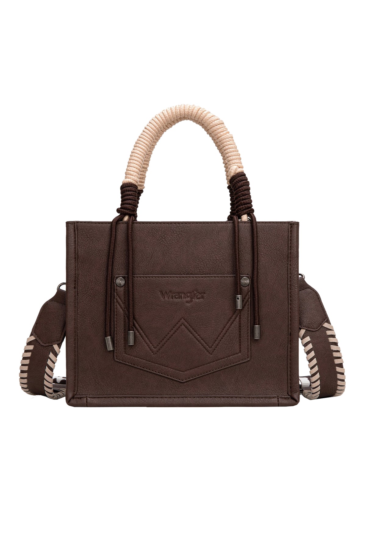 Wrangler Cow Print Tassel Crossbody Bag - Chocolate