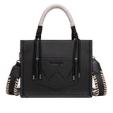 Wrangler Cow Print Tassel Crossbody Bag - Black