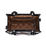 Wrangler Cow Print Tassel Crossbody Bag - Black