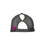 Wrangler Erinn High Profile Ponytail Trucker Cap - Olive/Pink