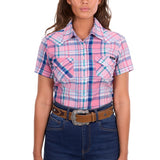 Wrangler Womens Kiara Short Sleeve Shirt - Blue/Pink