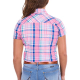 Wrangler Womens Kiara Short Sleeve Shirt - Blue/Pink