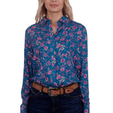 Wrangler Womens Leah Shirt - Teal/Pink