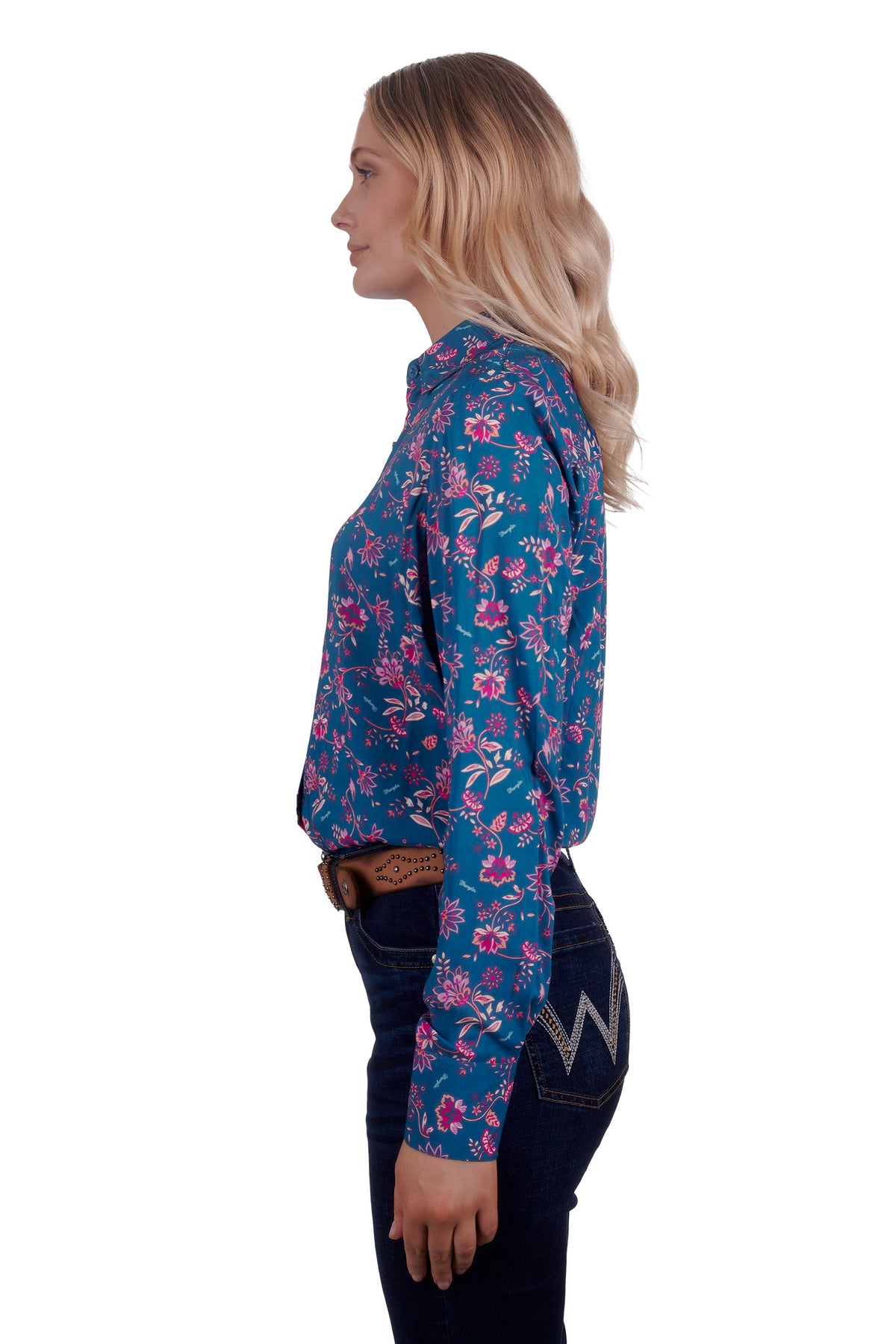 Wrangler Womens Leah Shirt - Teal/Pink