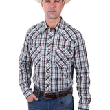Wrangler Mens Beau Shirt - Dark Tan/Blue