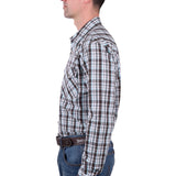 Wrangler Mens Beau Shirt - Dark Tan/Blue