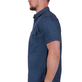 Wrangler Mens Brendon Short Sleeve Shirt - Blue/Black