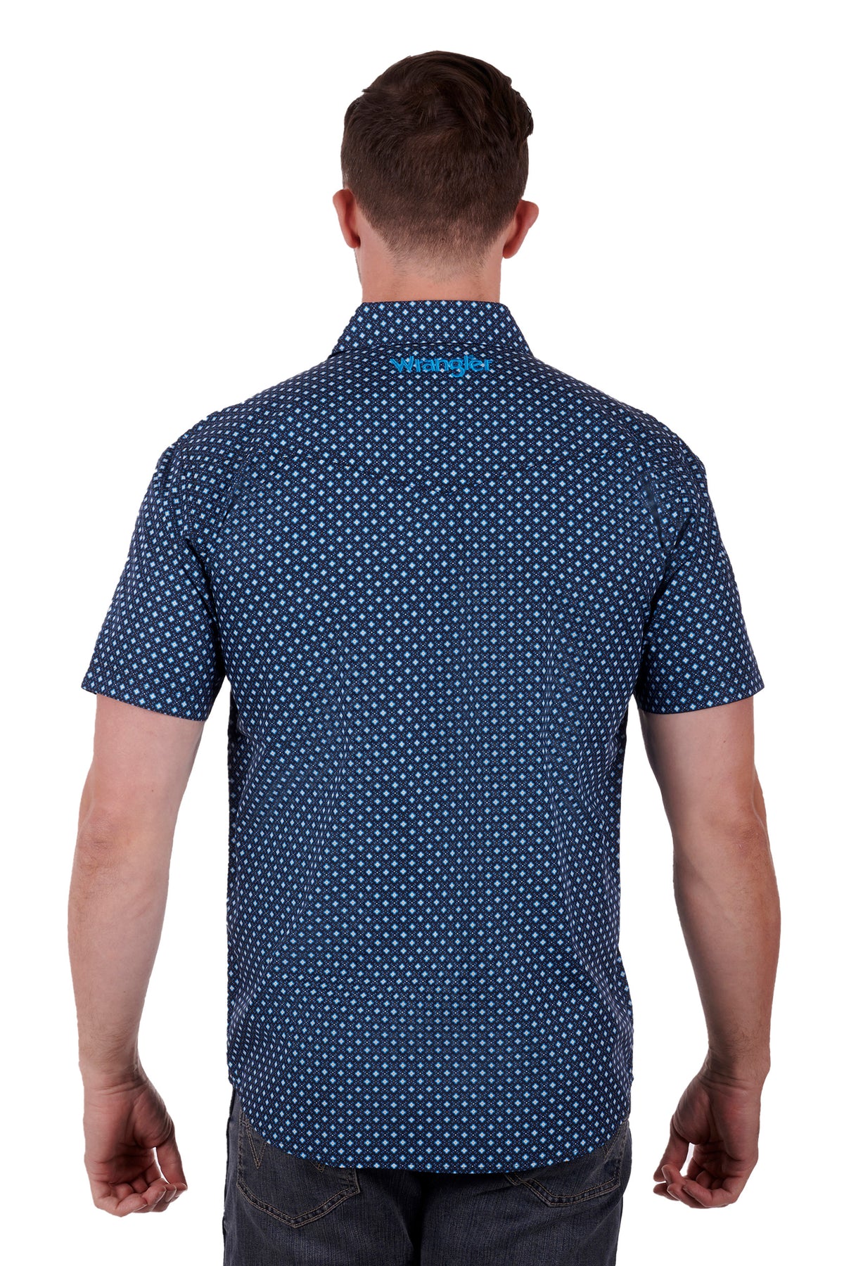 Wrangler Mens Brendon Short Sleeve Shirt - Blue/Black