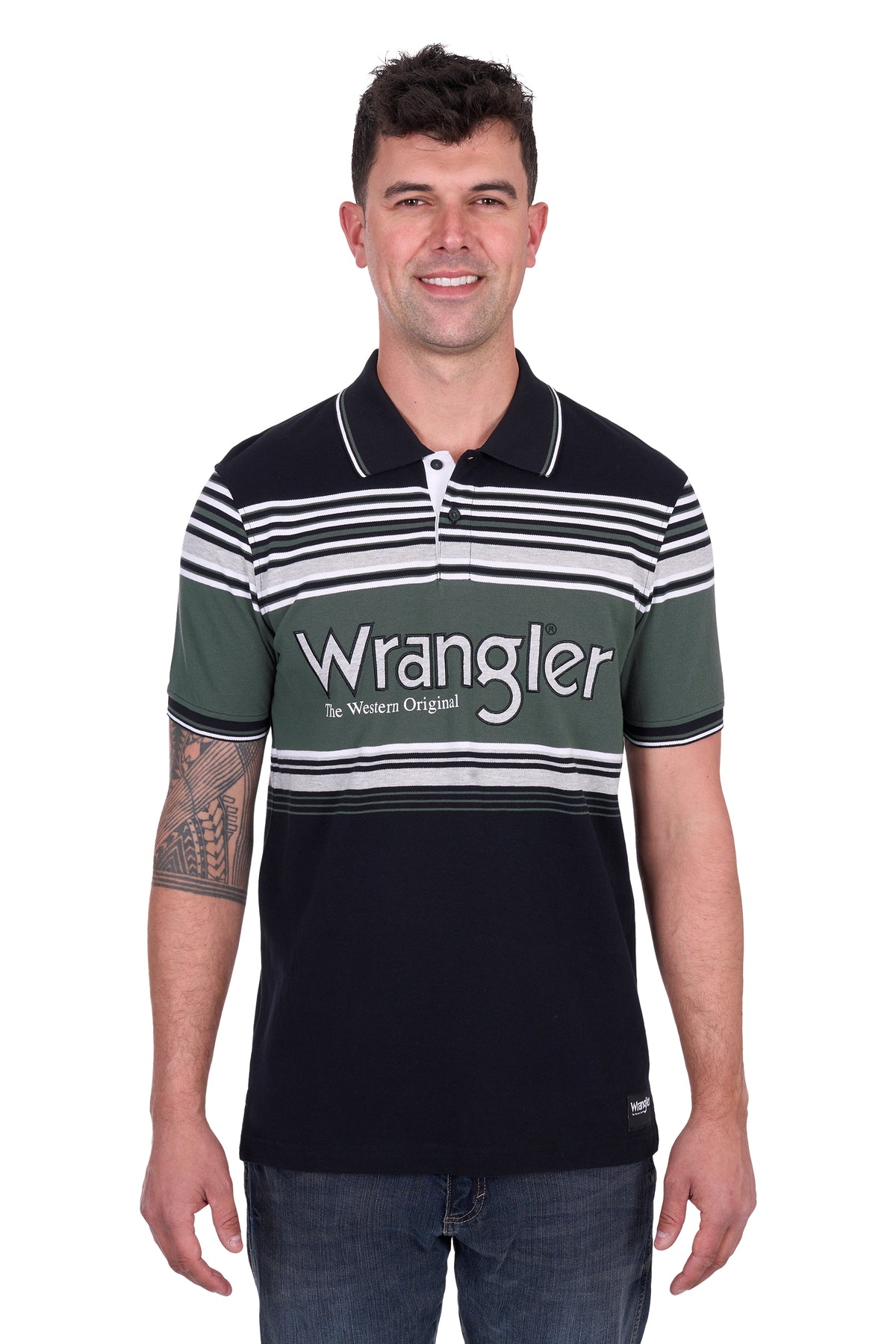Wrangler Mens Chris Polo - Black/Cypress