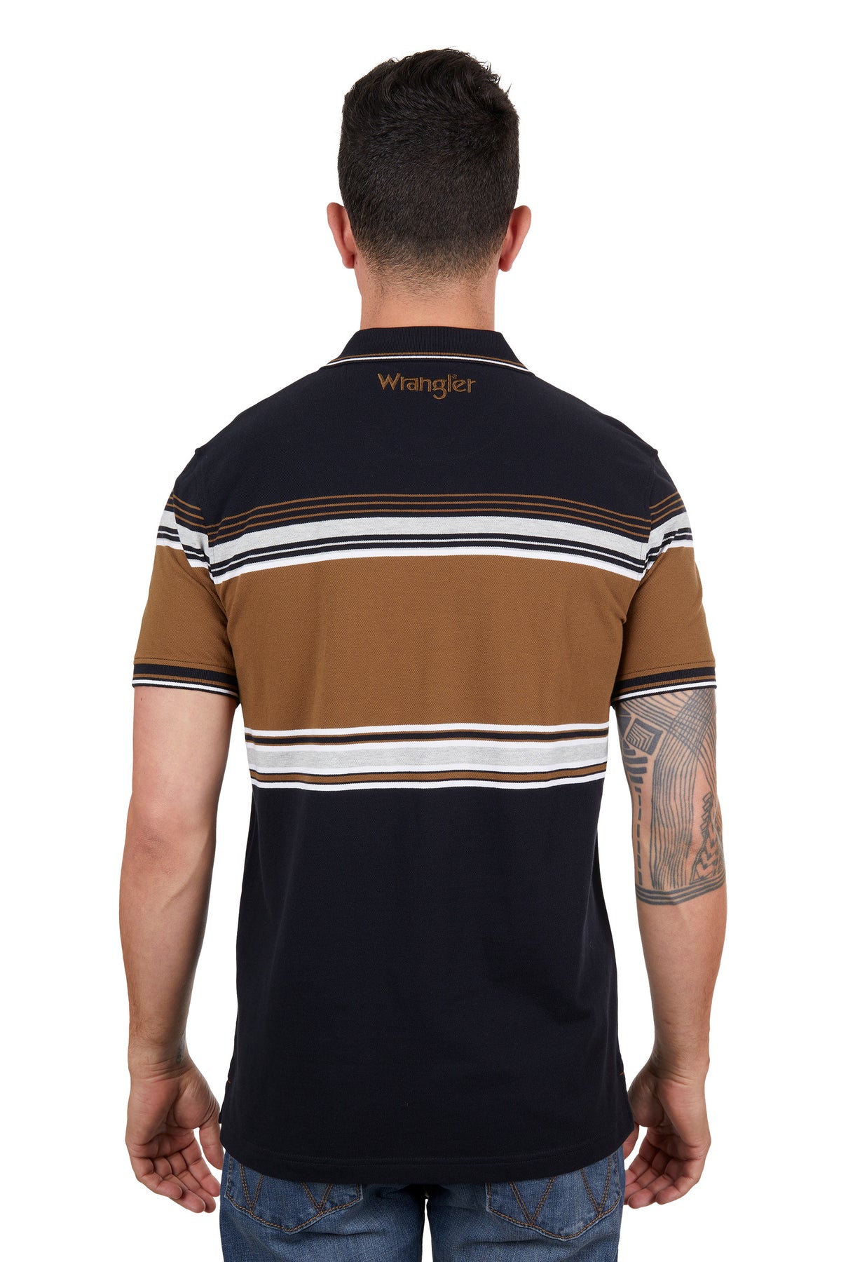 Wrangler Mens Kane Polo - Black/Tan