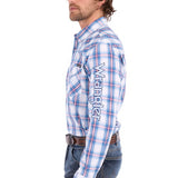 Wrangler Mens Louis Logo Shirt - Light Blue/Red