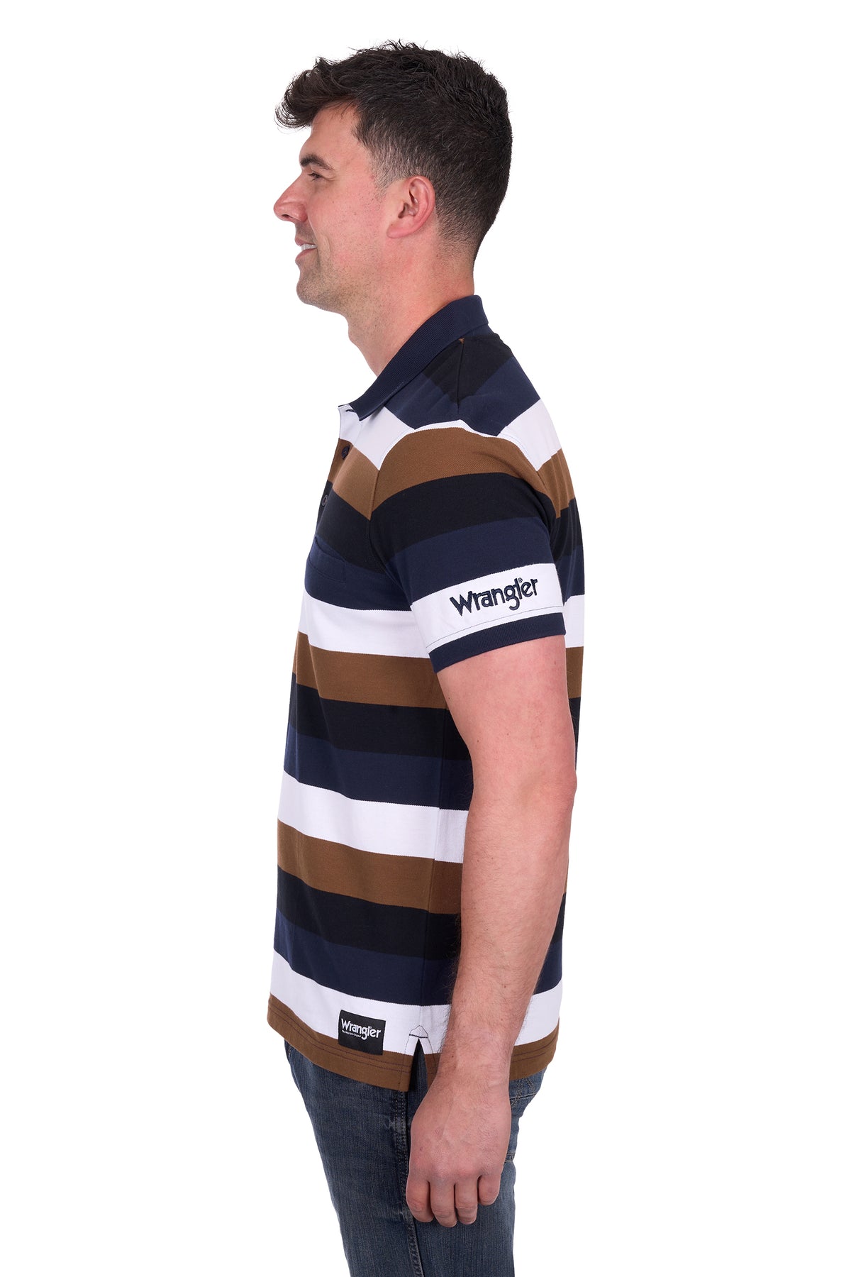 Wrangler Mens Walter Polo - Navy/Tan