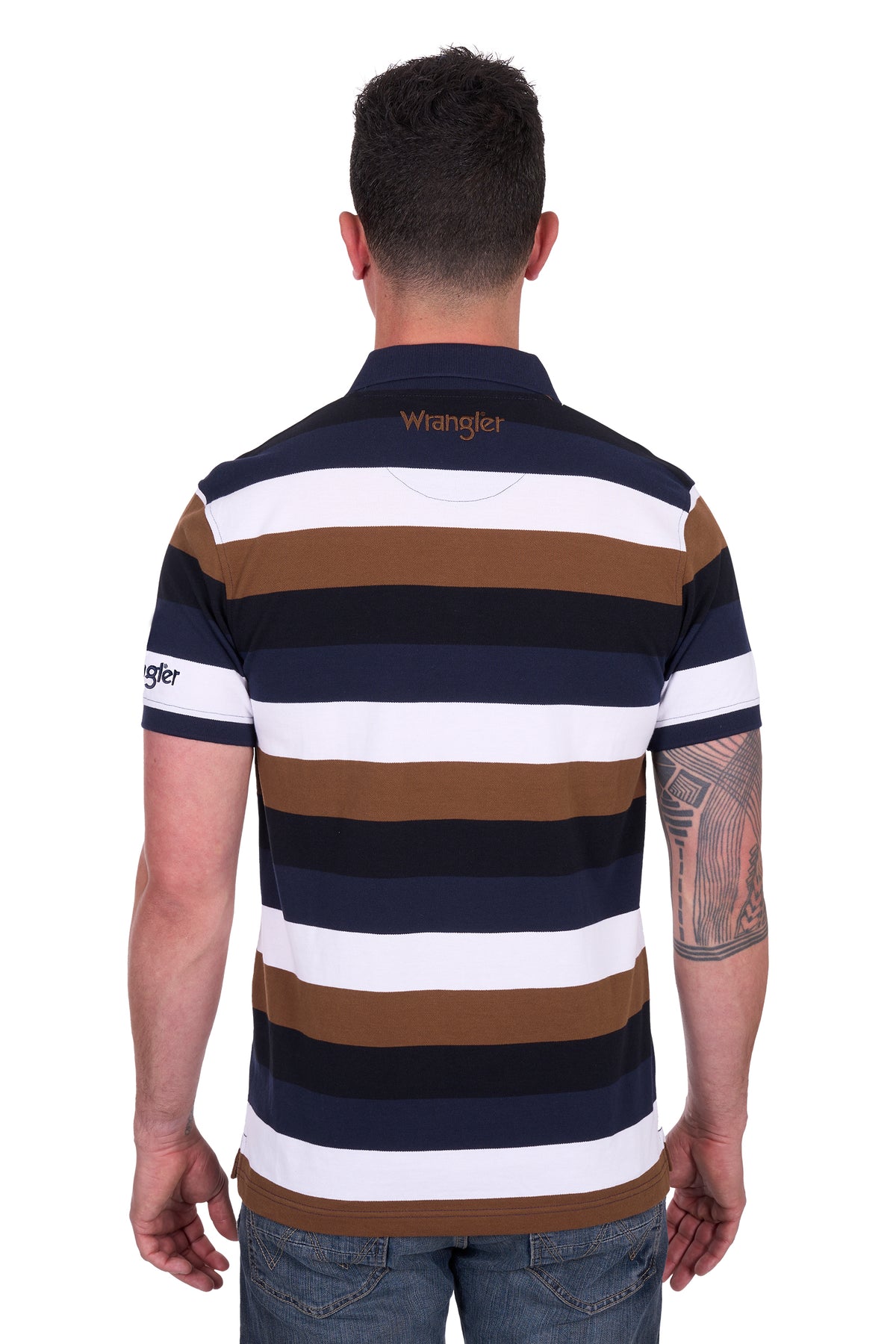 Wrangler Mens Walter Polo - Navy/Tan