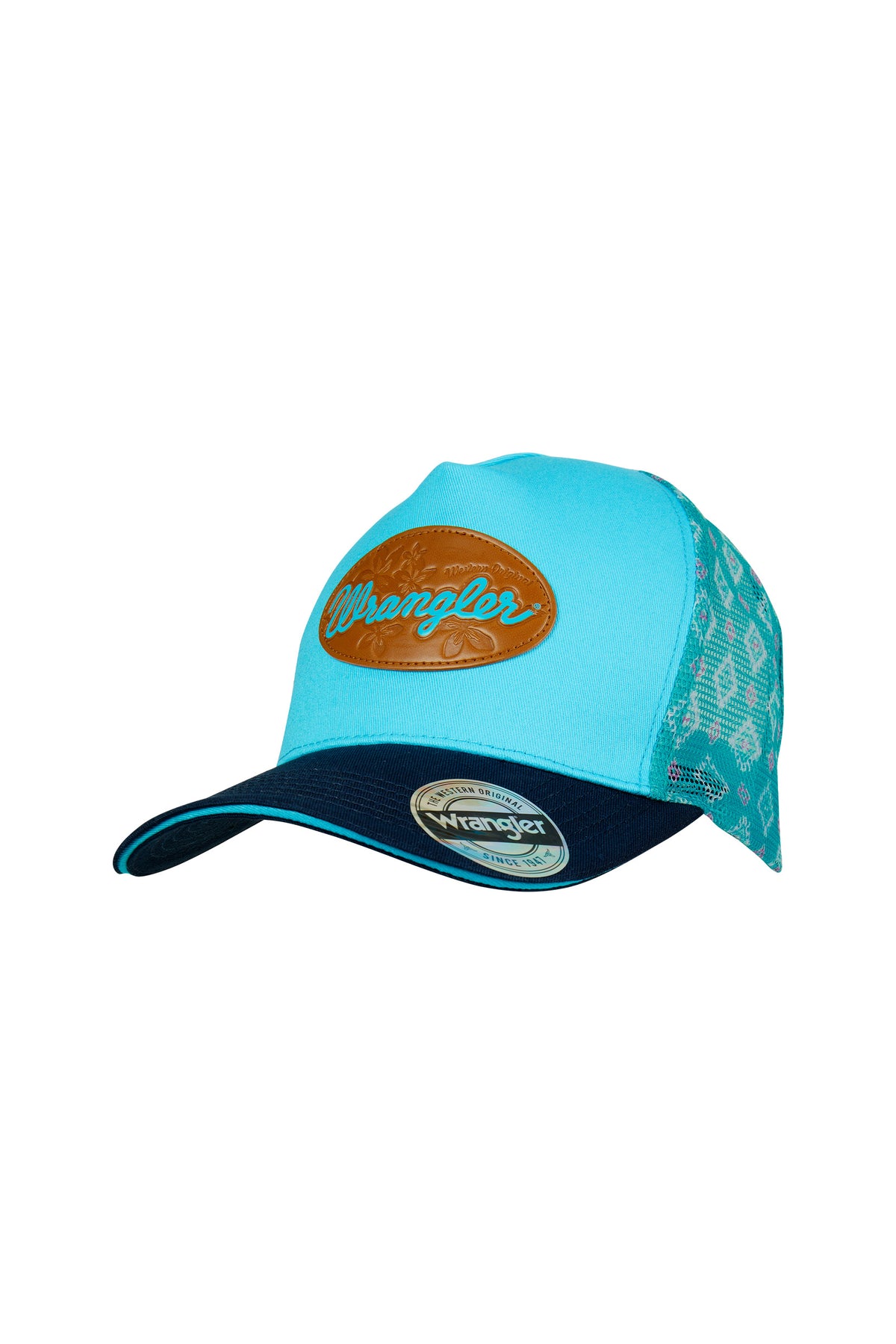 Wrangler Misha High Profile Pony Tail Trucker Cap - Aqua/Navy