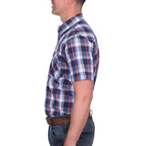 Wrangler Mens Phillip Short Sleeve Shirt - Navy/Red