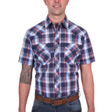 Wrangler Mens Phillip Short Sleeve Shirt - Navy/Red
