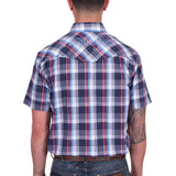 Wrangler Mens Phillip Short Sleeve Shirt - Navy/Red