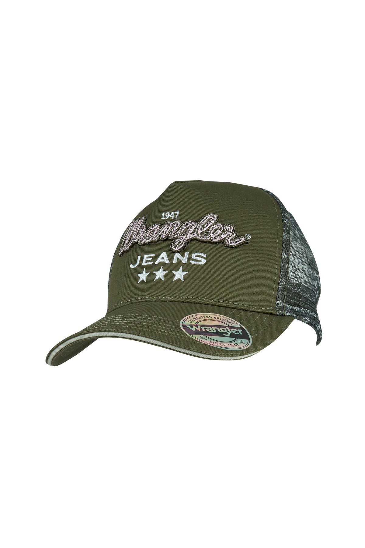 Wrangler Piper High Profile Pony Tail Trucker Cap - Olive