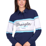 Wrangler Womens Piper Rugby - Navy/Light Blue