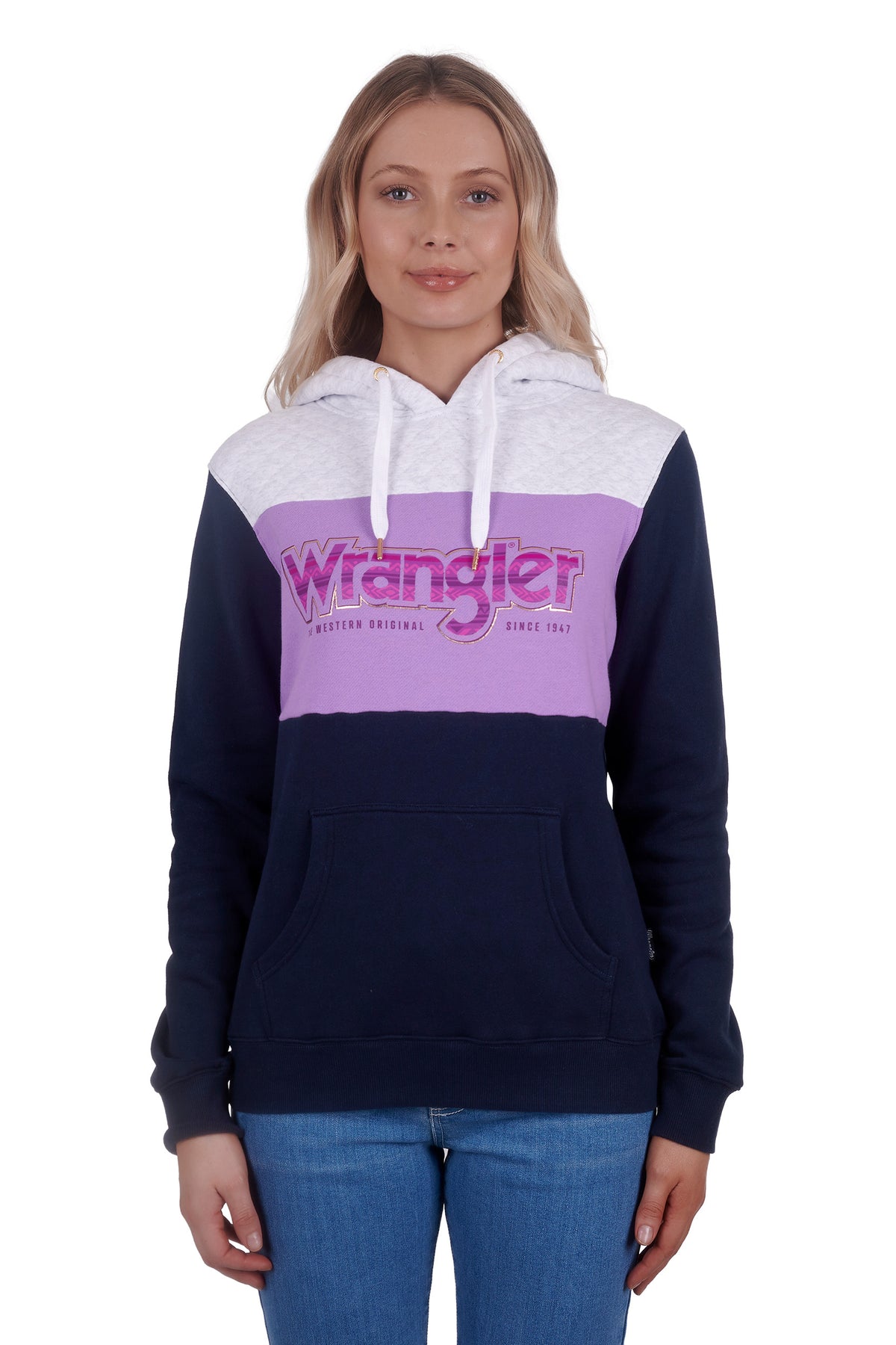 Wrangler Womens Salley Pullover Hoodie - Navy/White Marle