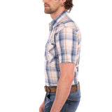 Wrangler Mens Adrian Short Sleeve Shirt - Navy/Tan