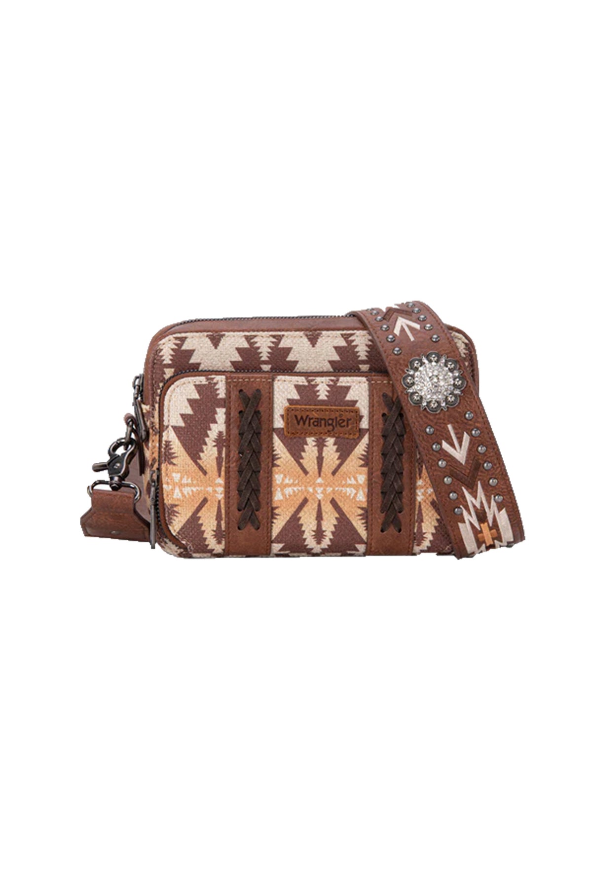 Wrangler Southwestern Crossbody Wallet Bag - Coffee