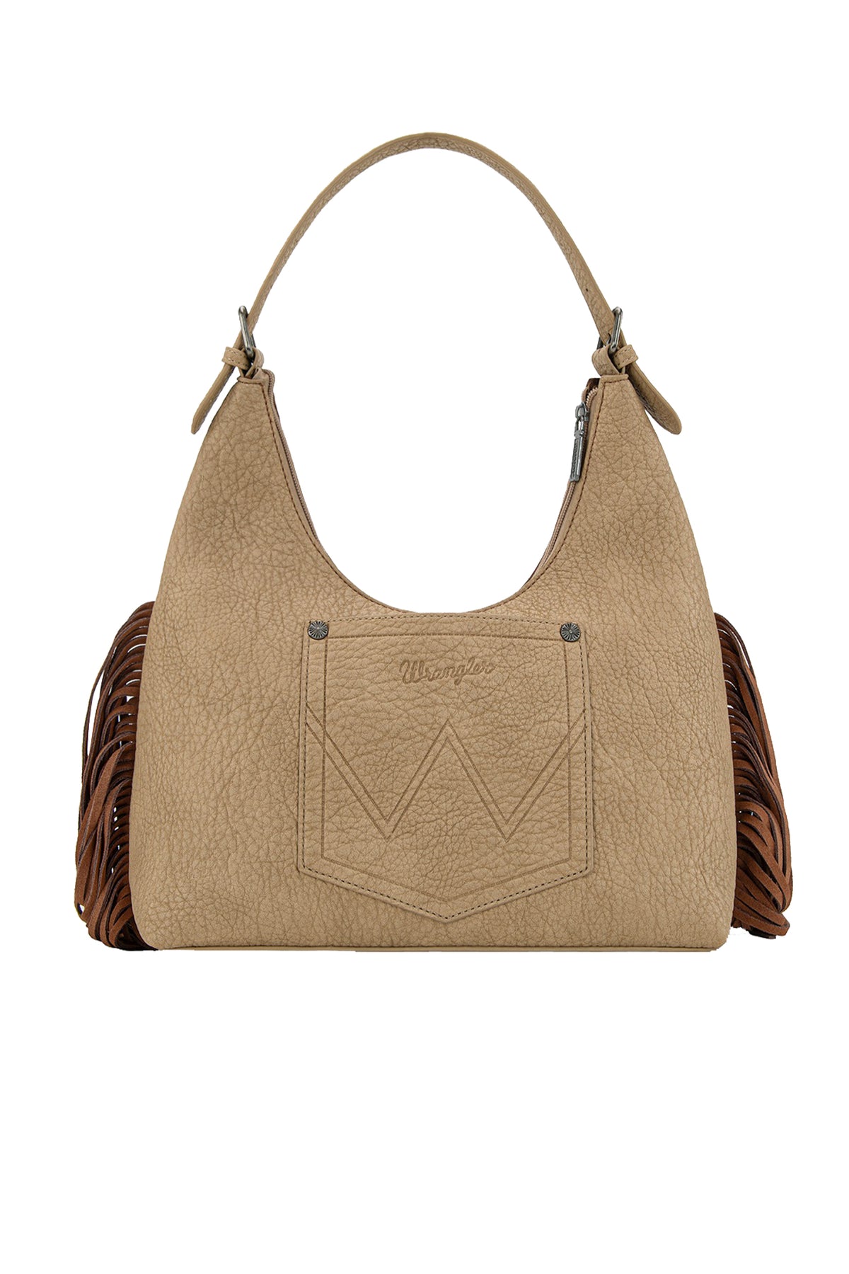 Wrangler Tooled Fringe Shoulder Bag - Camel/Tan