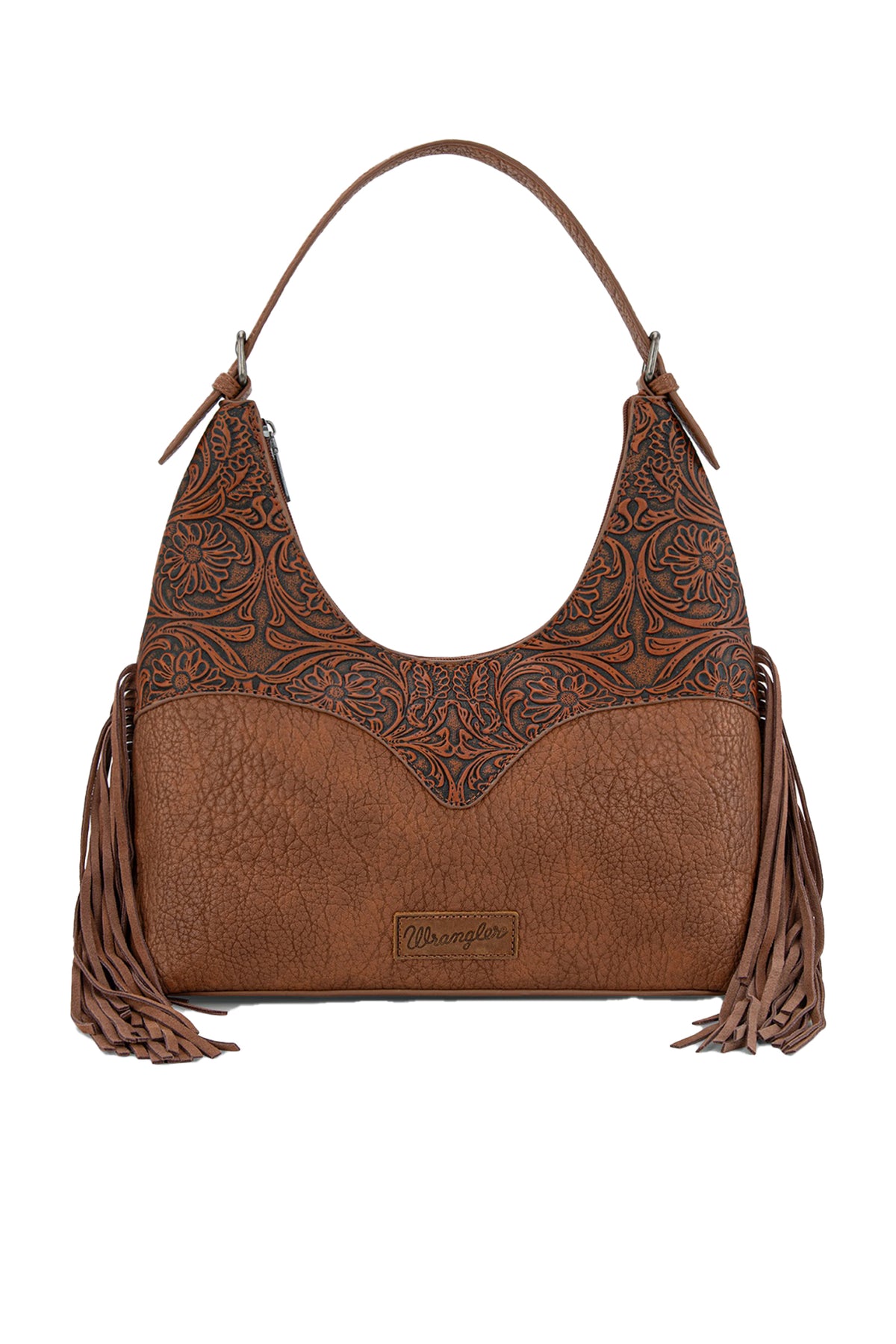 Wrangler Tooled Fringe Shoulder Bag - Tan