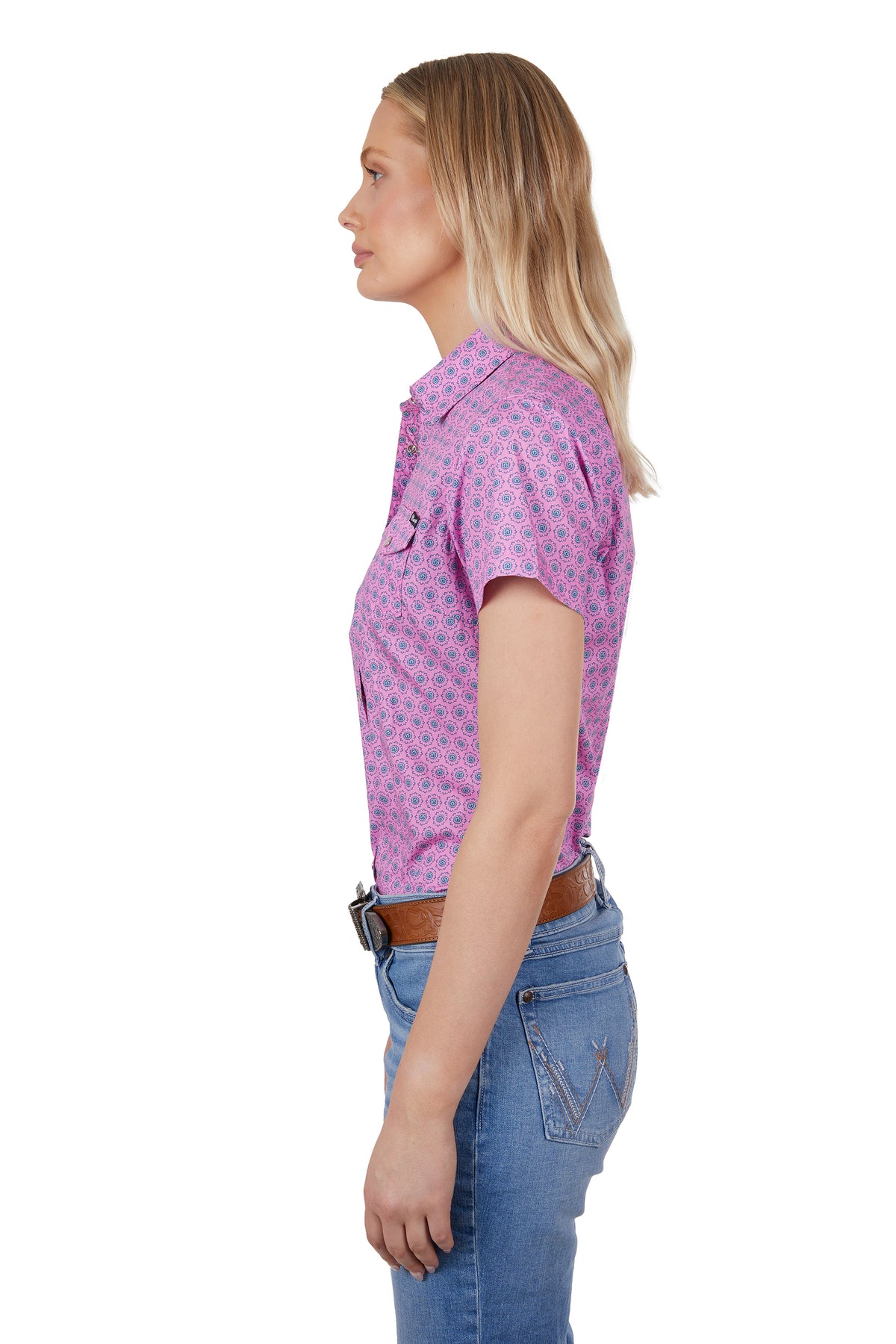 Wrangler Womens Carly Short Sleeve Shirt - Pink