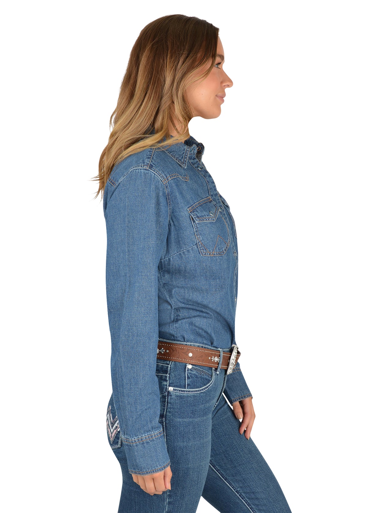 Wrangler Womens Jay Denim Western Shirt - Denim