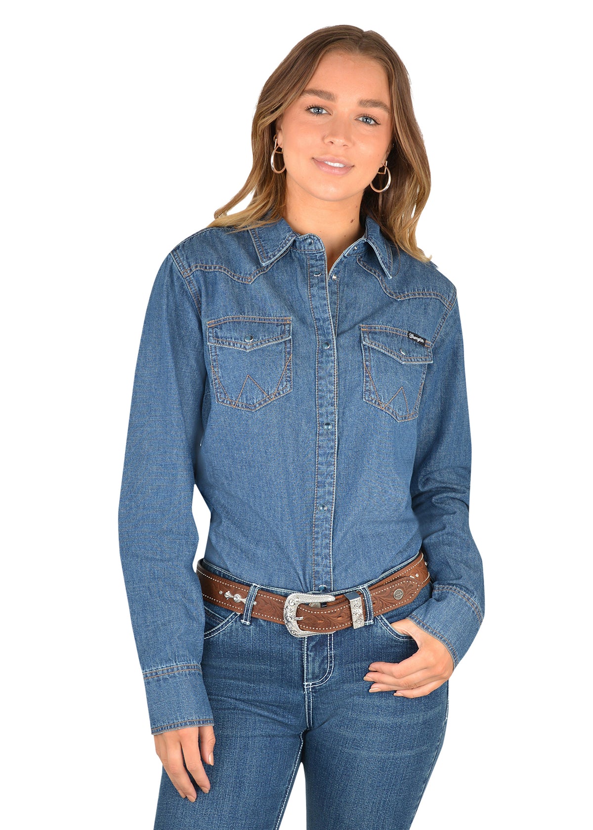 Wrangler Womens Jay Denim Western Shirt - Denim