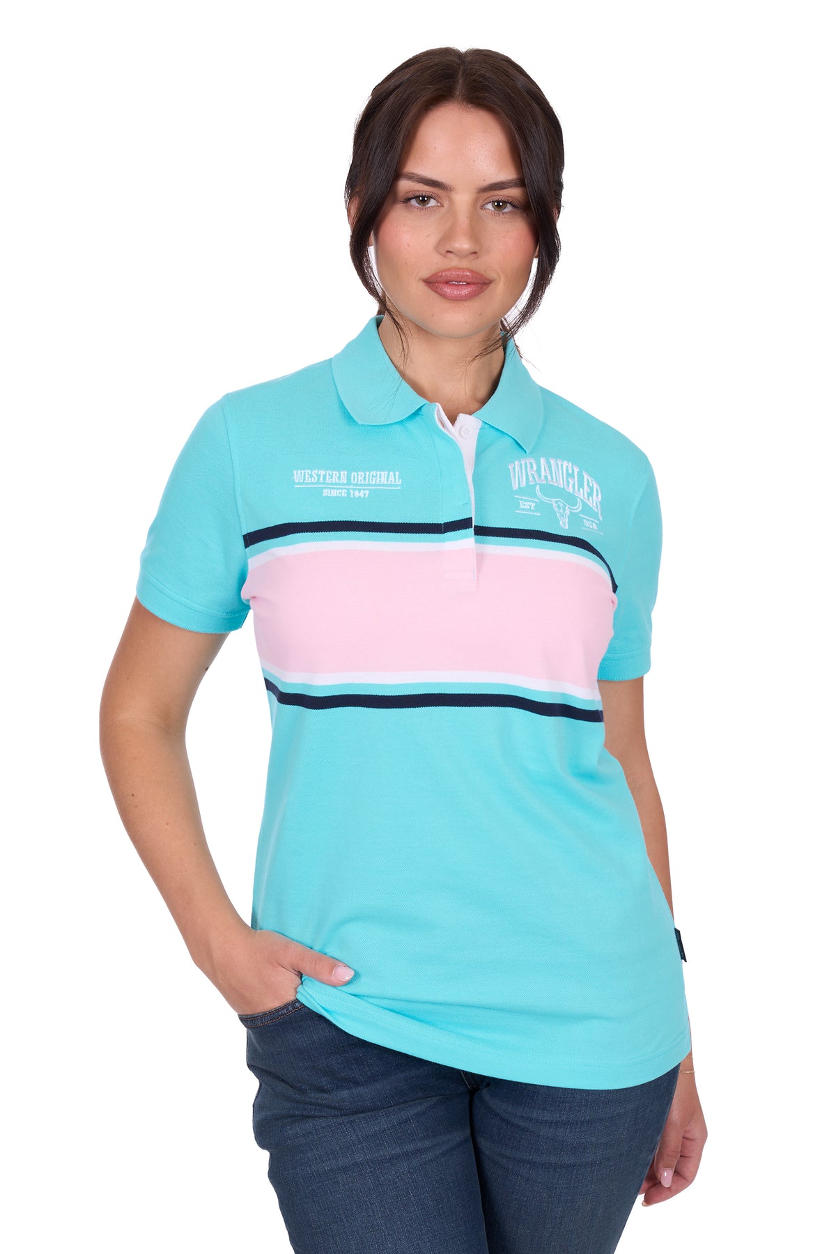 Wrangler Womens Lyndel Polo - Aqua