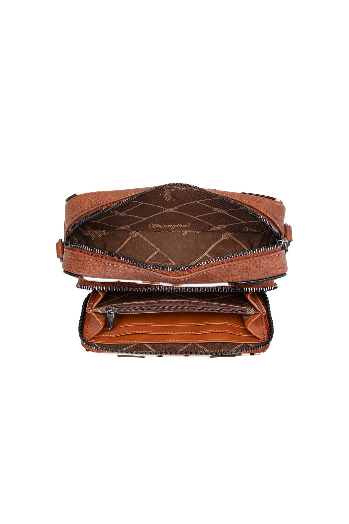 Wrangler Cow Print Small Crossbody Bag - Dark Tan