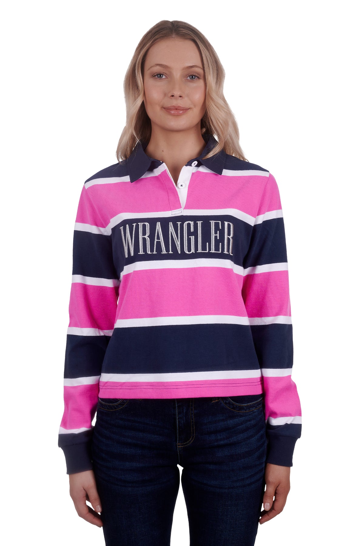 Wrangler Womens Hattie Fashion Rugby - Navy/Pink