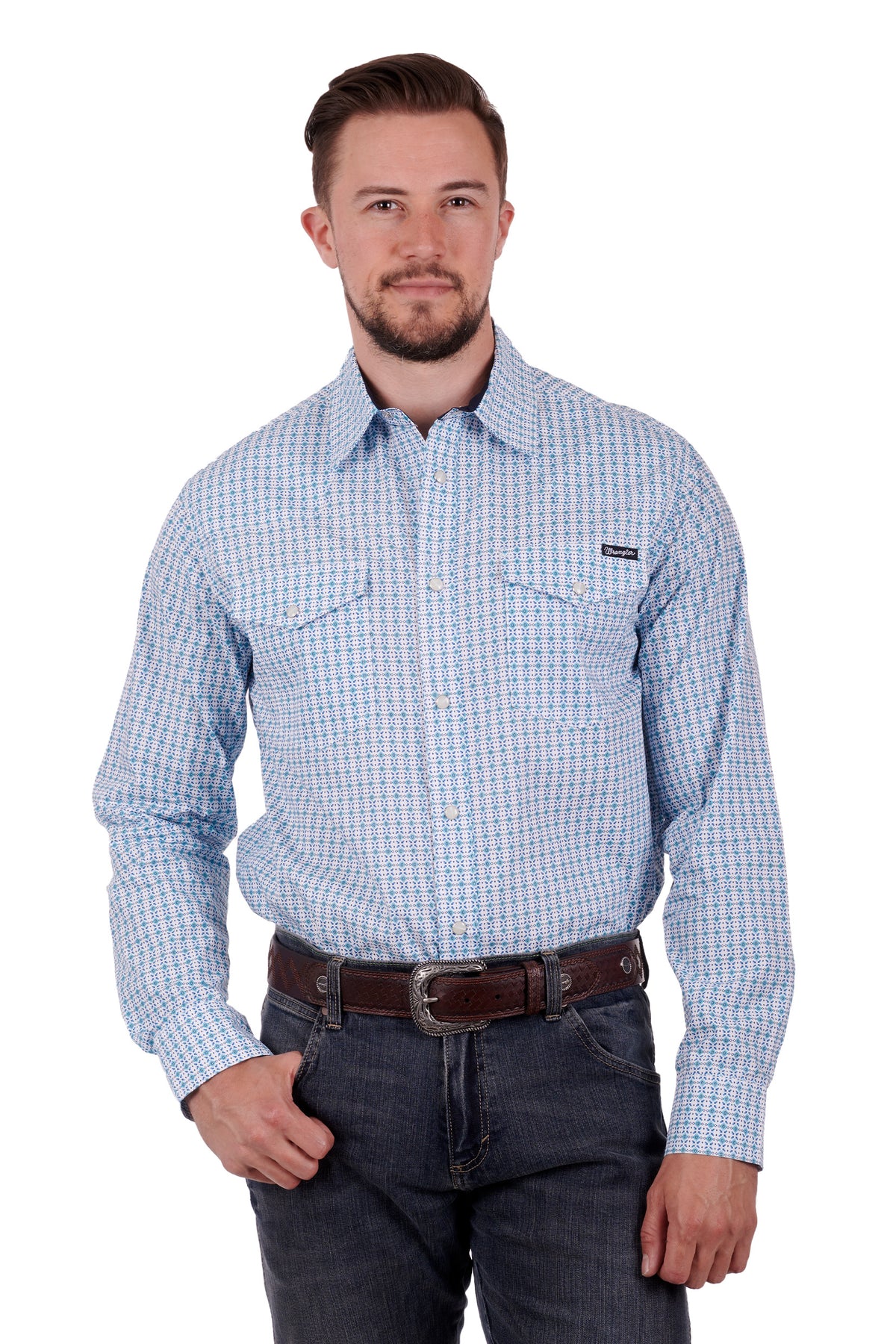 Wrangler Mens Joseph Shirt - Blue/Teal