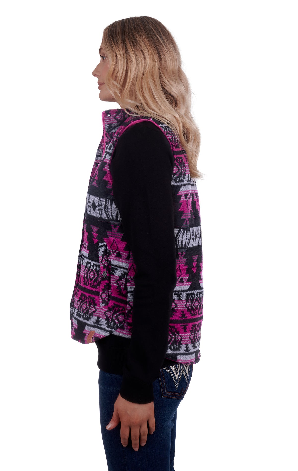 Wrangler Womens Santana Vest - Pink/Grey