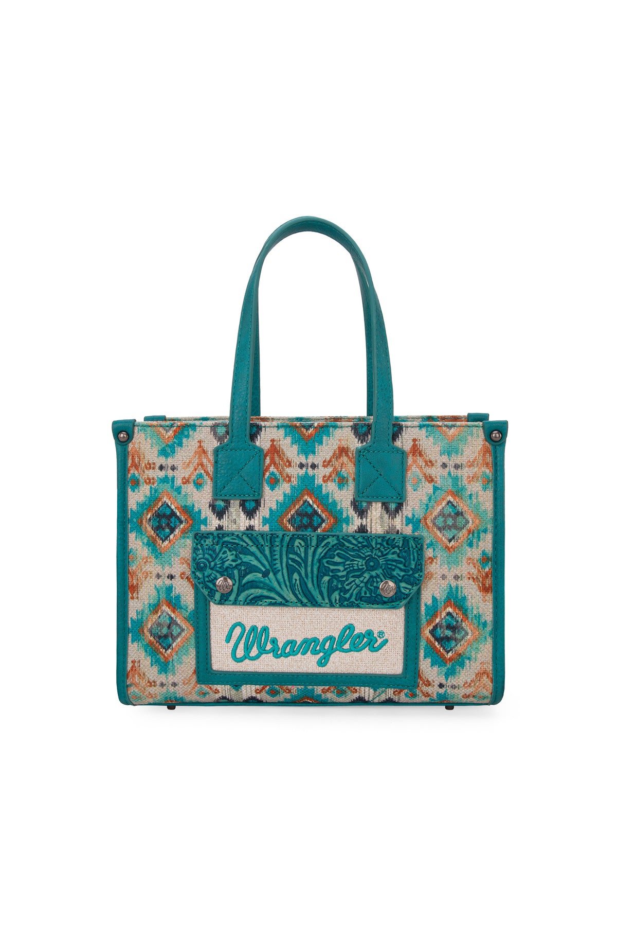 Wrangler Southwestern Aztec Crossbody Tote Bag - Turquoise