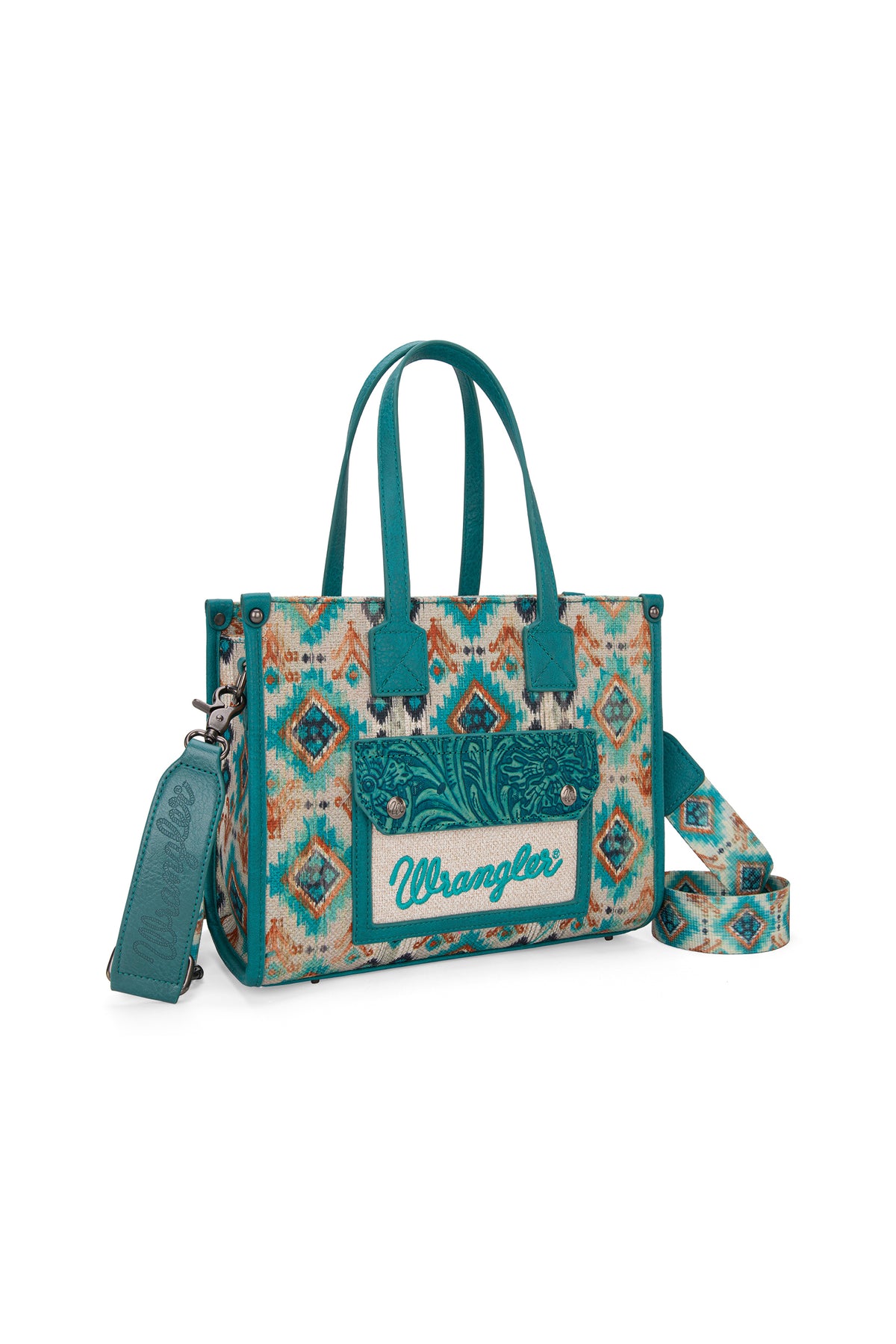 Wrangler Southwestern Aztec Crossbody Tote Bag - Turquoise