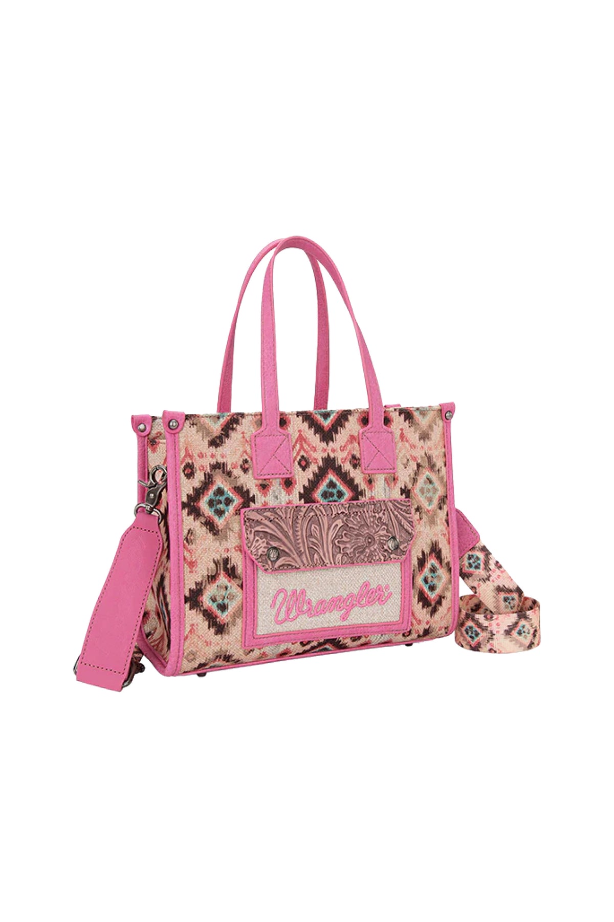 Wrangler Southwestern Aztec Crossbody Tote Bag - Pink