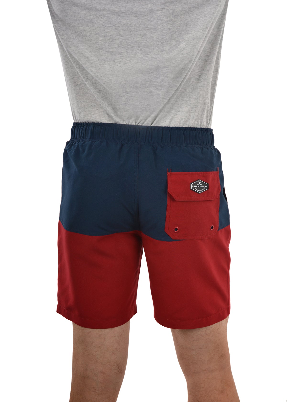 Pure Western Mens Wright Short - Navy/Red