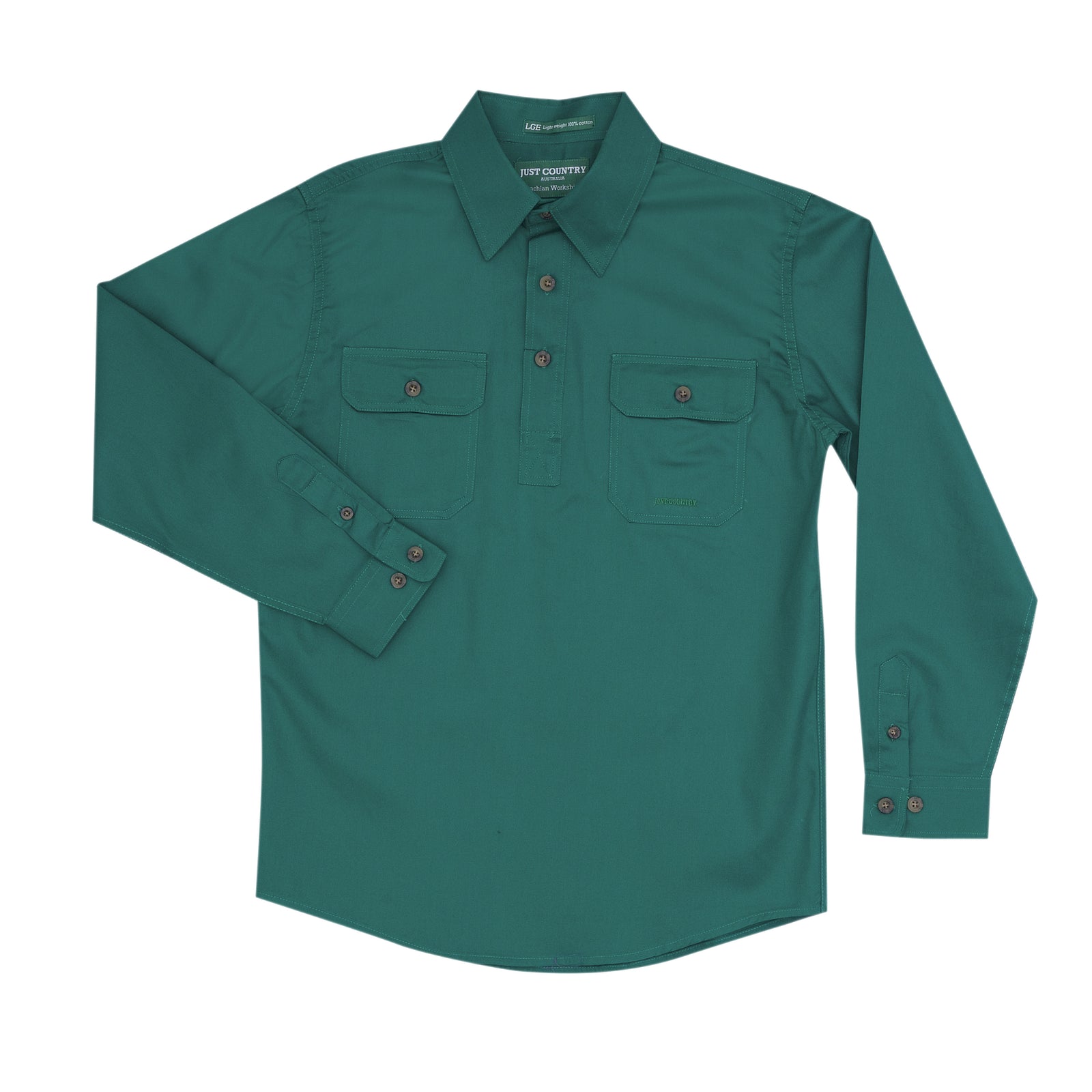Just Country Workshirt Boys Lachlan Dark Green