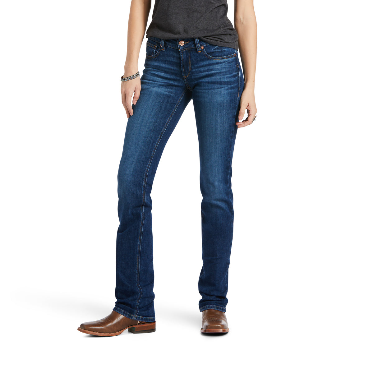 Ariat Womens real Mid Rise Straight Leg Jean - Candace Portland