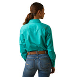Ariat Womens Rebar Half Button Workshirt - Turquoise