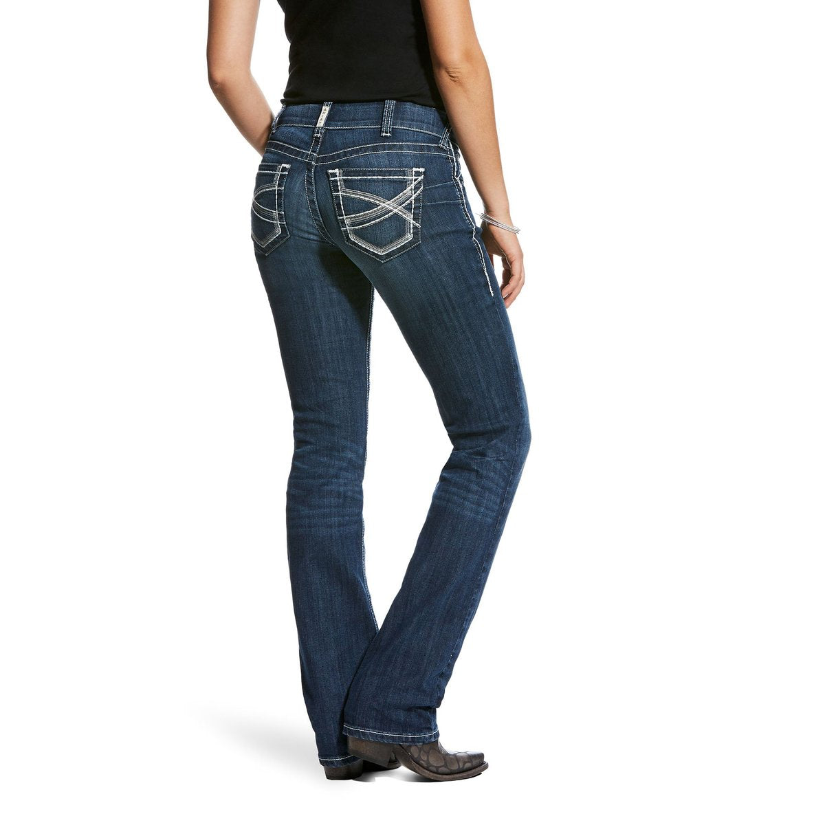 Ariat Womens REAL Mid Rise Straight Leg Jeans - Ivy Dresden