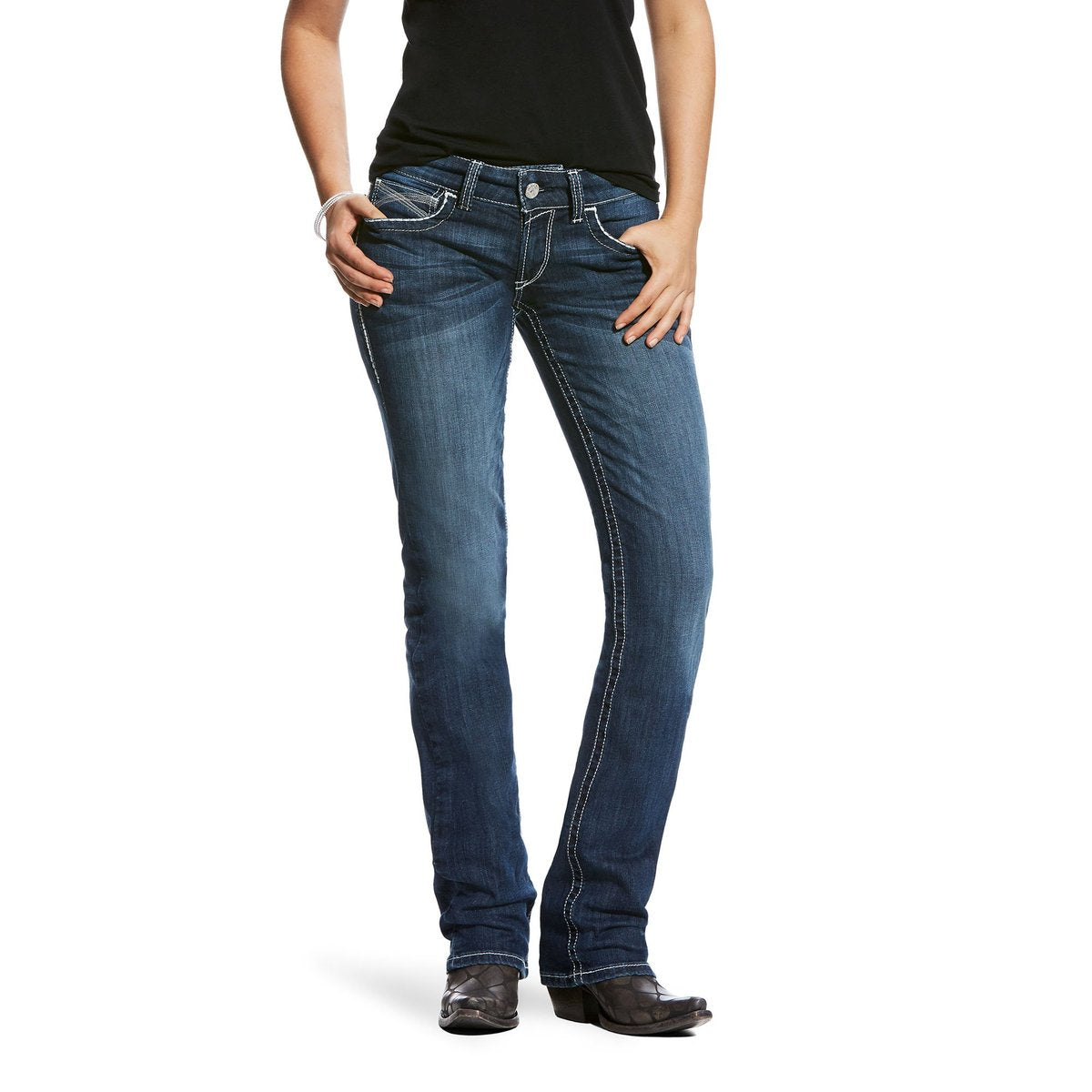 Ariat Womens REAL Mid Rise Straight Leg Jeans - Ivy Dresden
