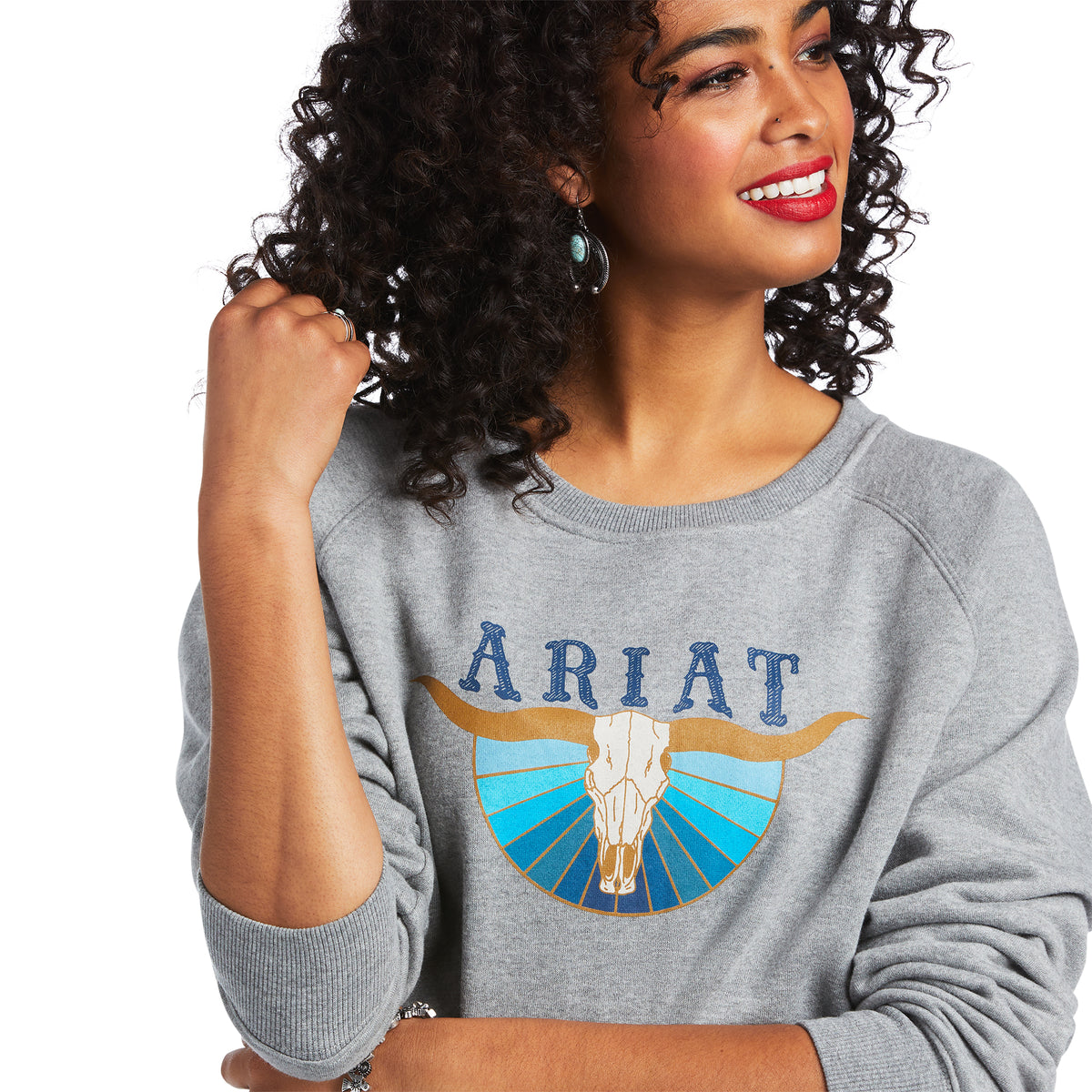 Ariat Womens Real Pacific Steerhead Sweatshirt - Heather Grey